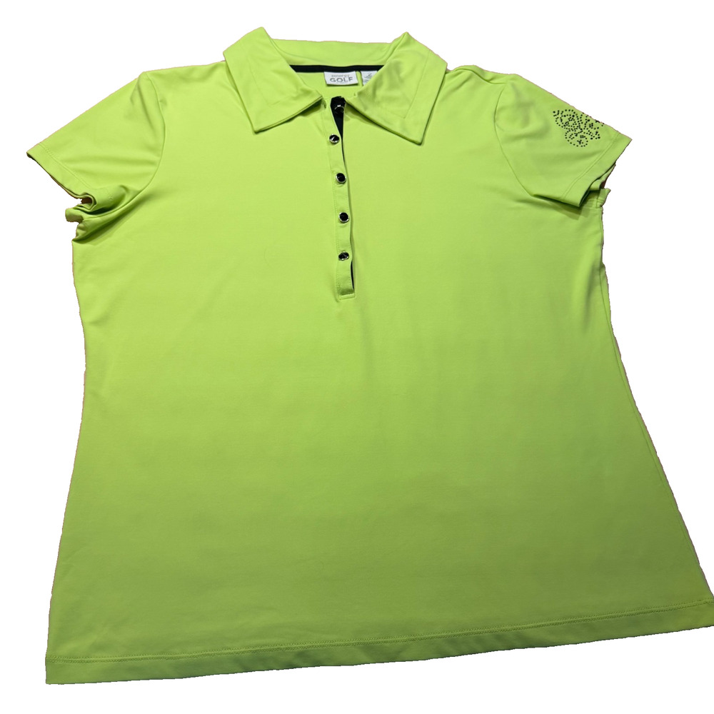 Zenergy GOLF by Chico's Lime Green Polo Size 2 / L Preppy Tennis Country Club